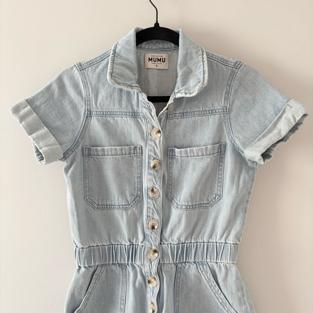 Show Me Your Mumu Cannon Romper in Dockside Denim Elastic Waistband Revolve - Picture 4 of 7
